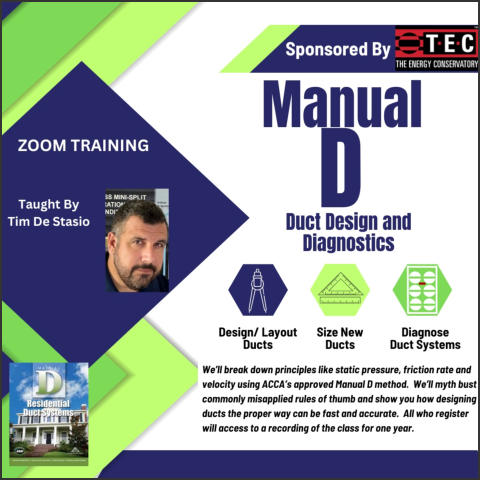 Manual D Duct Design and Diagnostics training flyer